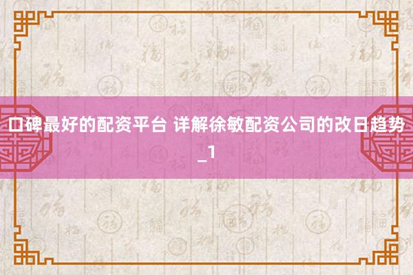 口碑最好的配资平台 详解徐敏配资公司的改日趋势_1