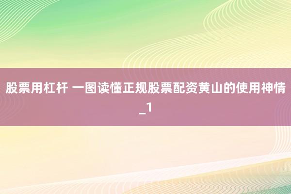 股票用杠杆 一图读懂正规股票配资黄山的使用神情_1