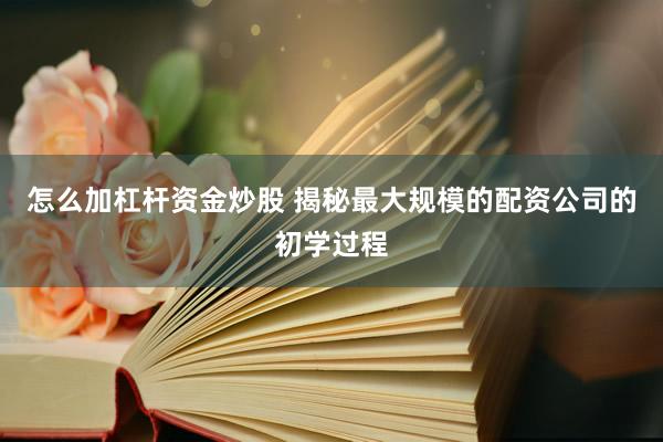 怎么加杠杆资金炒股 揭秘最大规模的配资公司的初学过程