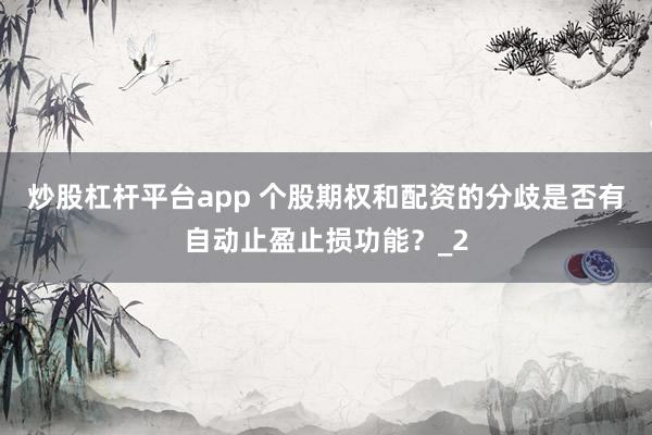 炒股杠杆平台app 个股期权和配资的分歧是否有自动止盈止损功能？_2