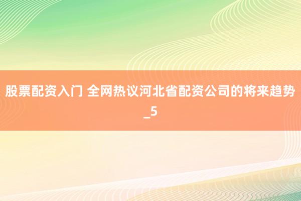 股票配资入门 全网热议河北省配资公司的将来趋势_5