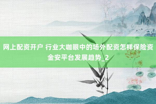 网上配资开户 行业大咖眼中的场外配资怎样保险资金安平台发展趋势_2