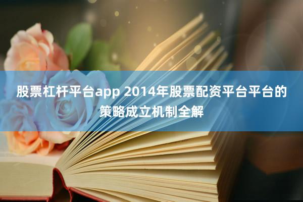 股票杠杆平台app 2014年股票配资平台平台的策略成立机制全解