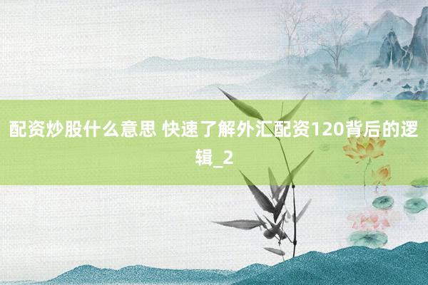 配资炒股什么意思 快速了解外汇配资120背后的逻辑_2