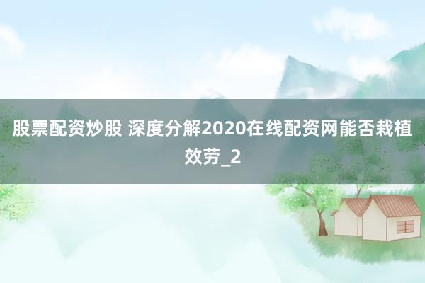 股票配资炒股 深度分解2020在线配资网能否栽植效劳_2