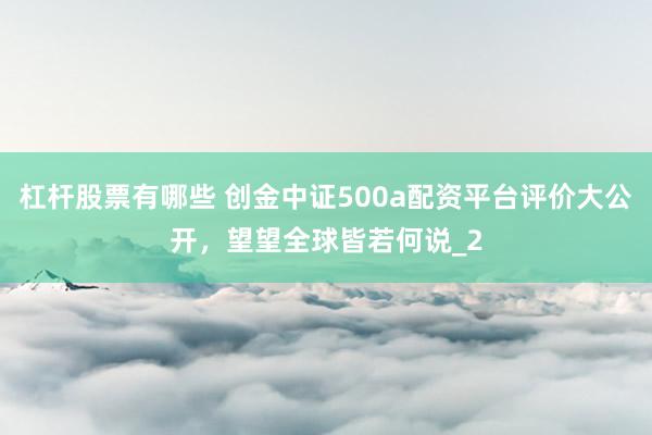 杠杆股票有哪些 创金中证500a配资平台评价大公开，望望全球皆若何说_2