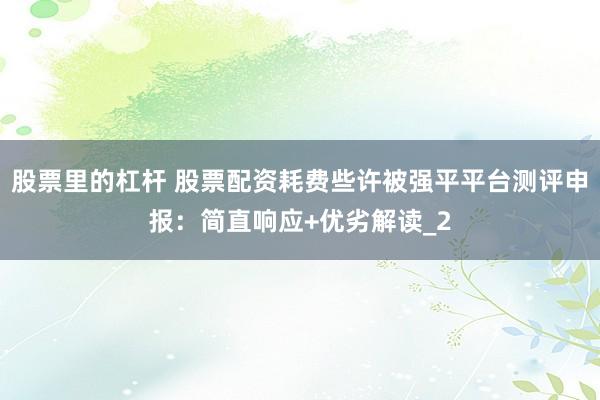 股票里的杠杆 股票配资耗费些许被强平平台测评申报：简直响应+优劣解读_2