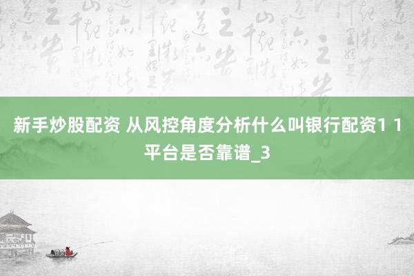 新手炒股配资 从风控角度分析什么叫银行配资1 1平台是否靠谱_3