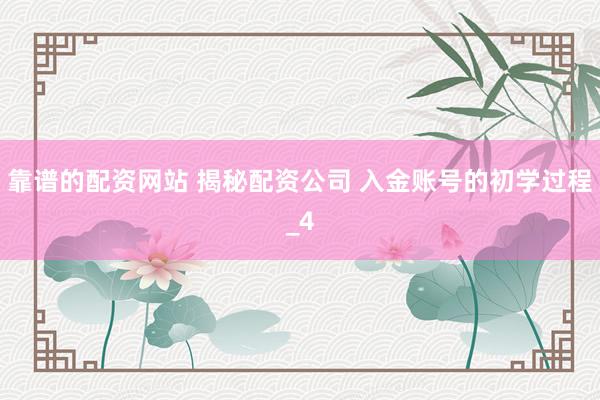 靠谱的配资网站 揭秘配资公司 入金账号的初学过程_4