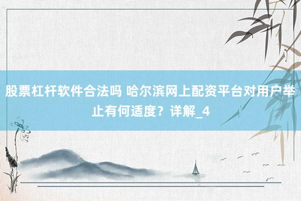 股票杠杆软件合法吗 哈尔滨网上配资平台对用户举止有何适度？详解_4