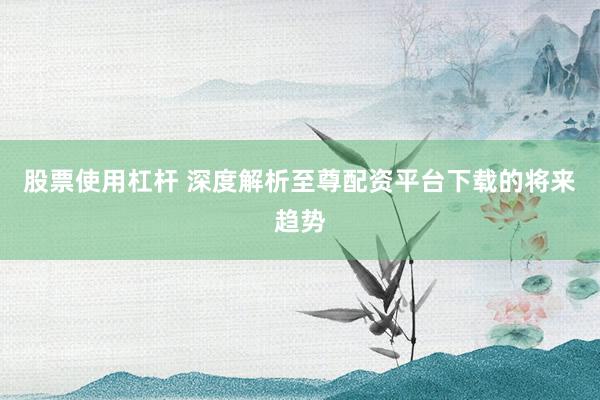 股票使用杠杆 深度解析至尊配资平台下载的将来趋势