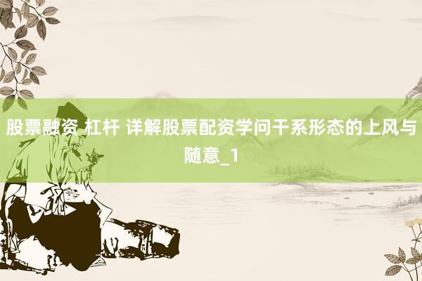 股票融资 杠杆 详解股票配资学问干系形态的上风与随意_1