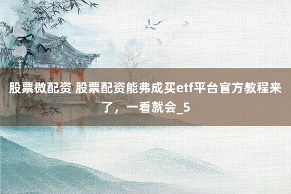 股票微配资 股票配资能弗成买etf平台官方教程来了，一看就会_5