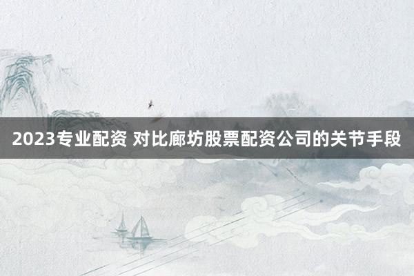 2023专业配资 对比廊坊股票配资公司的关节手段