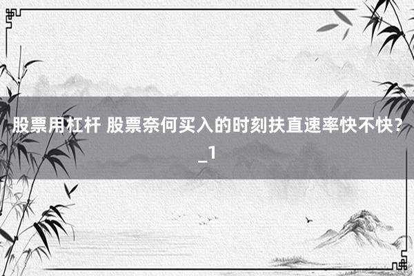 股票用杠杆 股票奈何买入的时刻扶直速率快不快？_1