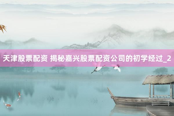 天津股票配资 揭秘嘉兴股票配资公司的初学经过_2