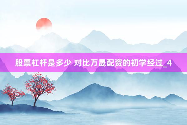 股票杠杆是多少 对比万晟配资的初学经过_4