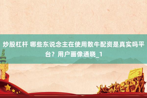炒股杠杆 哪些东说念主在使用散牛配资是真实吗平台？用户画像通晓_1