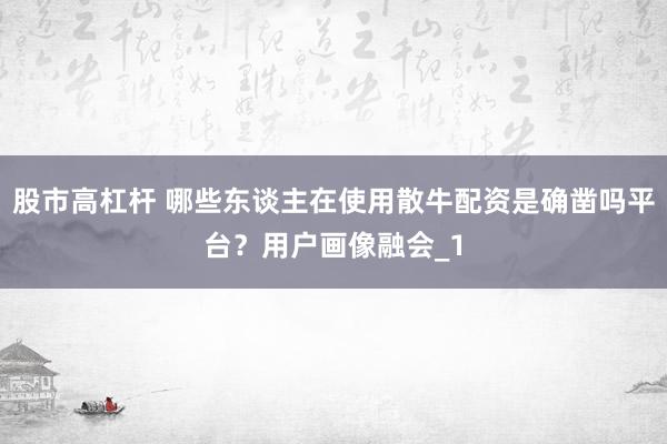 股市高杠杆 哪些东谈主在使用散牛配资是确凿吗平台？用户画像融会_1