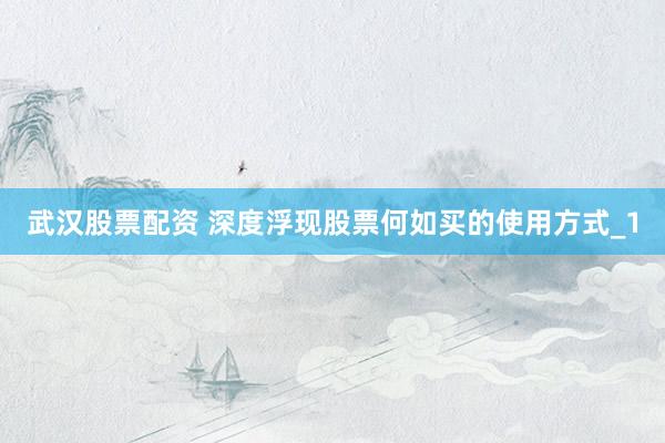 武汉股票配资 深度浮现股票何如买的使用方式_1