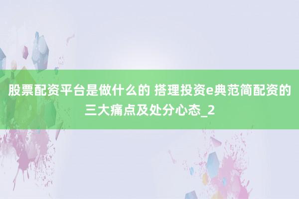 股票配资平台是做什么的 搭理投资e典范简配资的三大痛点及处分心态_2