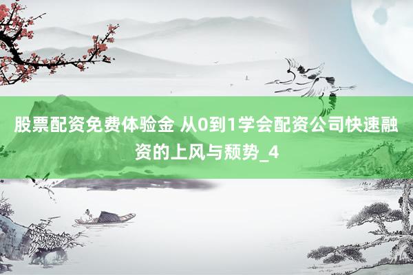 股票配资免费体验金 从0到1学会配资公司快速融资的上风与颓势_4