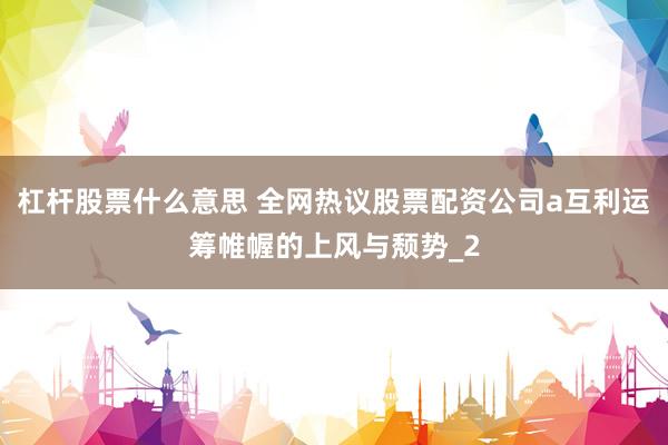 杠杆股票什么意思 全网热议股票配资公司a互利运筹帷幄的上风与颓势_2