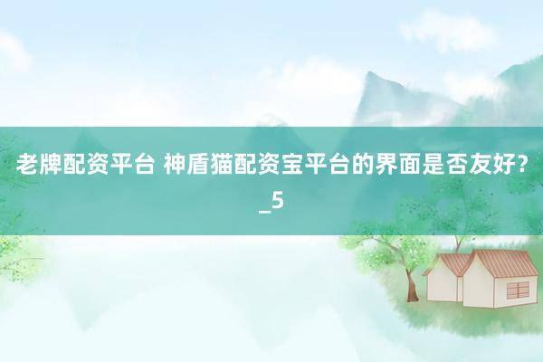 老牌配资平台 神盾猫配资宝平台的界面是否友好？_5
