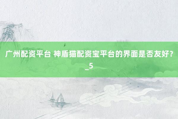 广州配资平台 神盾猫配资宝平台的界面是否友好？_5