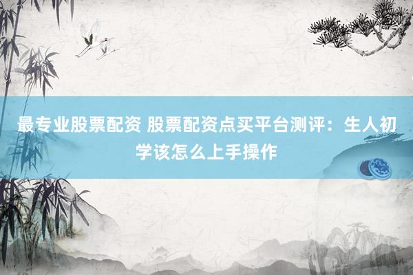 最专业股票配资 股票配资点买平台测评：生人初学该怎么上手操作