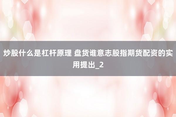 炒股什么是杠杆原理 盘货谁意志股指期货配资的实用提出_2