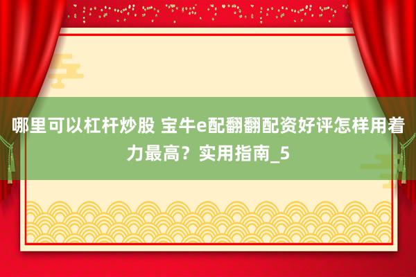 哪里可以杠杆炒股 宝牛e配翻翻配资好评怎样用着力最高？实用指南_5