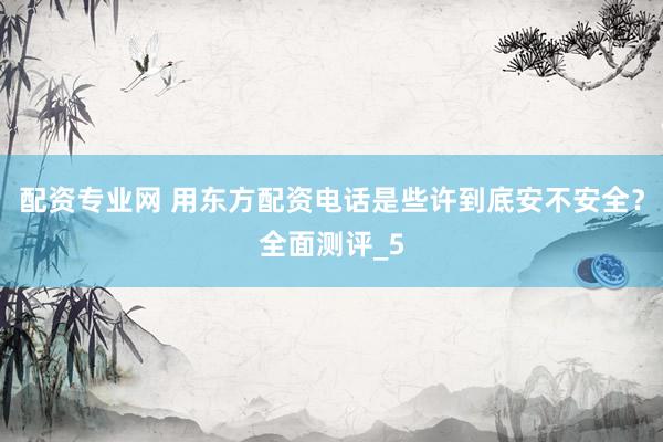配资专业网 用东方配资电话是些许到底安不安全？全面测评_5