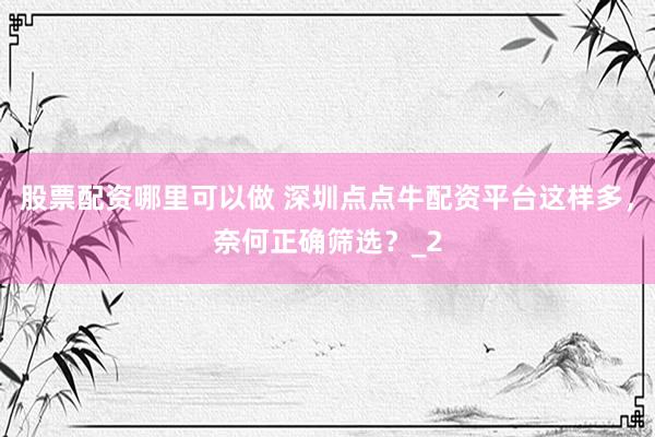 股票配资哪里可以做 深圳点点牛配资平台这样多，奈何正确筛选？_2