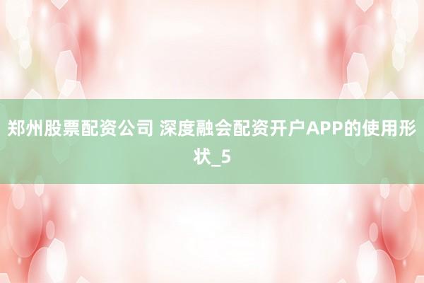 郑州股票配资公司 深度融会配资开户APP的使用形状_5