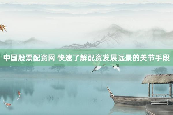 中国股票配资网 快速了解配资发展远景的关节手段